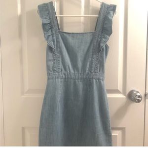 Forever 21 Chambray Ruffle Open Back Dress